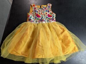 A.T.U.N. Girl's Size 4 Colorful Boho Fairycore Embroidered Tulle Satin Dress EUC